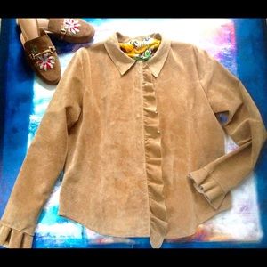 MARGARET GODFREY Vintage Authentic Suede Ruffle Jacket/Shirt